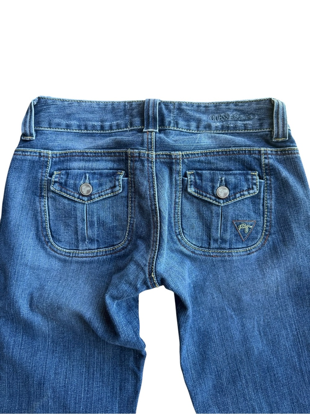 GUESS Premium Low Rise Straight Leg Y2K Jeans Size 26 Medium Wash Denim - Picture 6 of 10